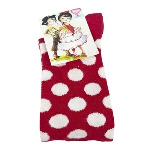NWT Mim-Pi Red & White Stripes & Polka Dots Knee High Socks Size 4-6